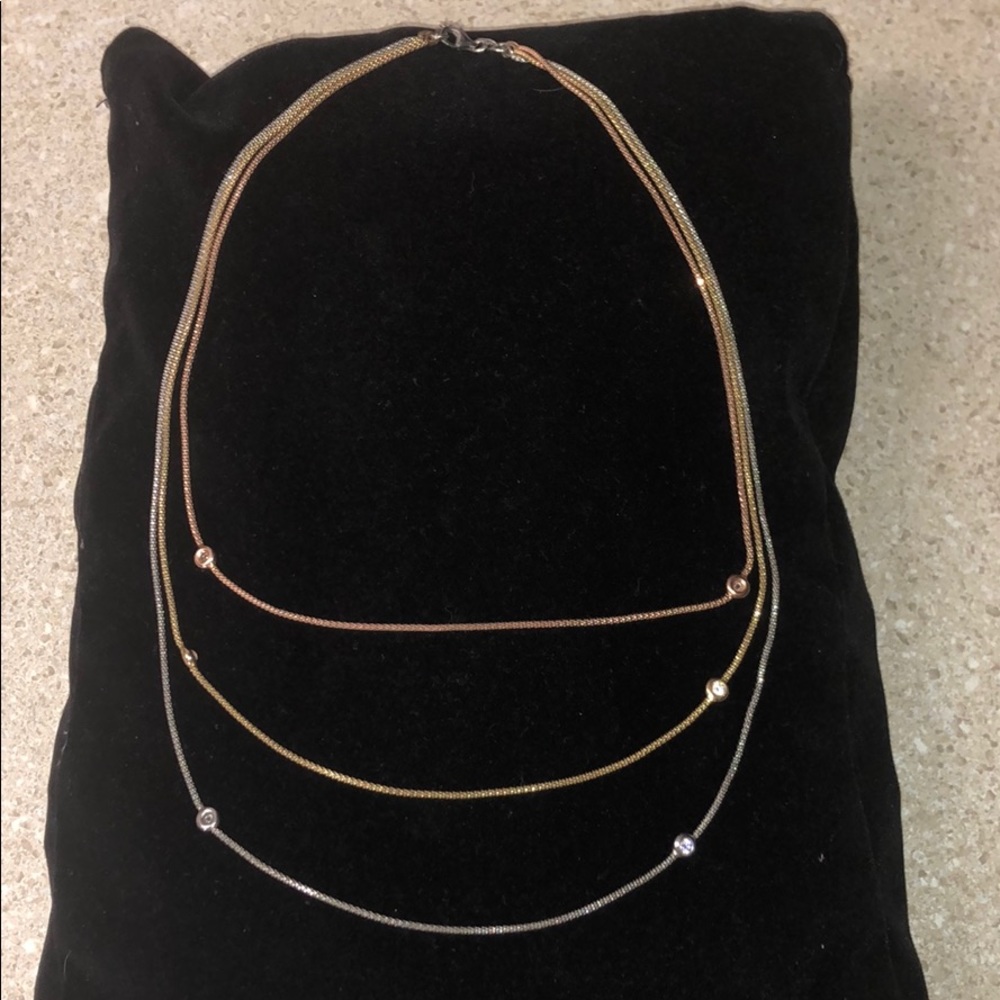 Three Gold Colors Plated Strands 925 Chain